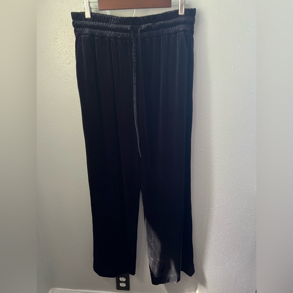 AllSaints Tyler Wide Leg Velvet Trouser in Black Size 10 New - Picture 3 of 11